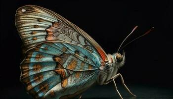 multi gekleurde vlinder vleugel vitrines schoonheid in natuur gegenereerd door ai foto