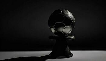 succes in competitief vrije tijd spellen voetbal bal strategie Aan zwart achtergrond gegenereerd door ai foto