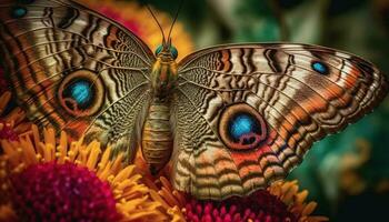 levendig vlinder vleugel vitrines natuurlijk schoonheid in multi gekleurde patroon gegenereerd door ai foto