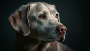 schattig puppy portret, labrador retriever zittend binnenshuis gegenereerd door ai foto