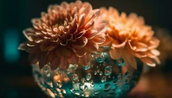 vers dahlia in glas, natuur elegantie gegenereerd door ai foto