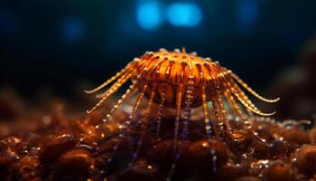 multi gekleurde voelhoorn van giftig cnidarian stekend vis gegenereerd door ai foto