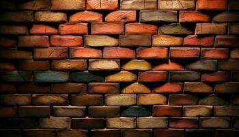 rustiek houtstapel gestapeld tegen oud steen muur gegenereerd door ai foto