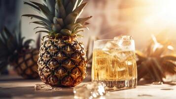 ananas cocktail. zomer verfrissend tropisch drankje. generatief ai foto