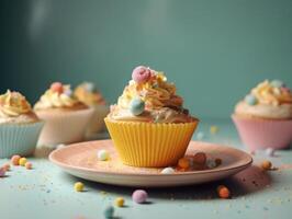 feestelijk koekje glimmertjes top met hagelslag. generatief ai foto