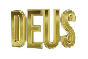 woord deus geschreven in goud in een 3d geven foto