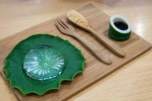 water taart, regendruppel taart, mizu shingen mochi, eigengemaakt Japans zomer toetje foto
