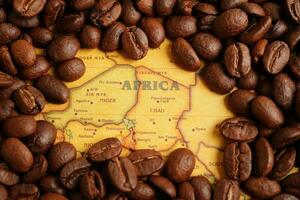 Bangkok, Thailand maart 12, 2023 koffie Boon Aan wereld kaart, boodschappen doen online voor exporteren of importeren. foto