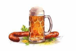 schuimend Duitse bier in groot glas mok staat in lokaal bar Aan oktoberfeest, ai gegenereerd foto