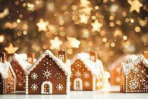 groet kaart sneeuwvlokken goud jaar decoratie nieuw boom Kerstmis achtergrond vakantie kerstmis. generatief ai. foto