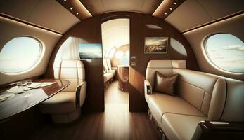 luxe lucht reizen binnen modern reclame vliegtuig gegenereerd door ai foto