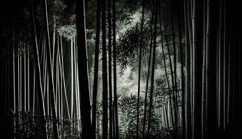 rustig bamboe bosje zwart en wit silhouet gegenereerd door ai foto