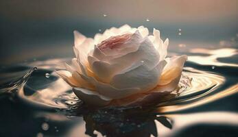 natuur elegantie weerspiegeld in een lotus vijver gegenereerd door ai foto