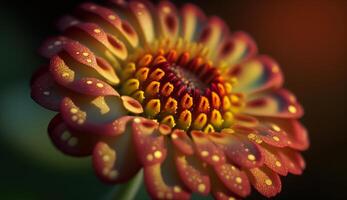 dichtbij omhoog van een levendig gerbera madeliefje bloemblad gegenereerd door ai foto