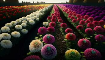 natuur bloei buitenshuis Purper bloemen in multi kleur gegenereerd door ai foto