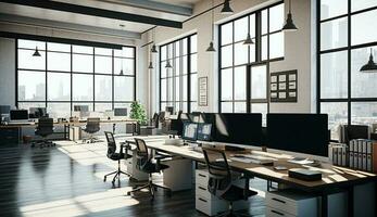 modern kantoor ontwerp met helder venster visie ,generatief ai foto
