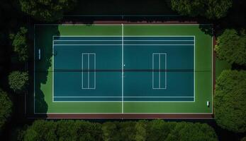 sportief opwinding Aan groen gras rechtbank buitenshuis ,generatief ai foto