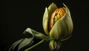 een vers roze tulp met single bloem gegenereerd door ai foto