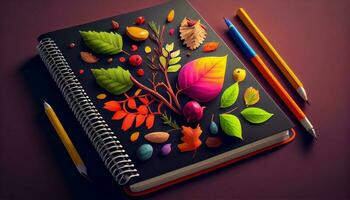 onderwijs potlood boek blad papier achtergronden creativiteit multi gekleurde ,generatief ai foto