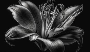 natuur elegantie in een monochroom bloem hoofd gegenereerd door ai foto