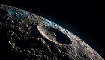 exploratie van buitenste ruimte onthult gloeiend planeet in zwart achtergrond gegenereerd door ai foto