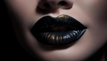 gepassioneerd schoonheid sensueel lippen, elegant mode, en creatief aantrekkingskracht gegenereerd door ai foto