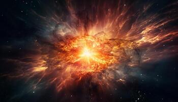 exploderend ster verlicht abstract nevel in diep ruimte landschap gegenereerd door ai foto