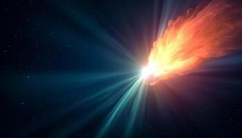 supernova ontploft in heelal, verhelderend ster veld- met vurig warmte gegenereerd door ai foto