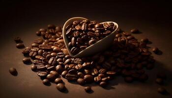 aroma van vers koffie bonen vult de donker backdrop ruimte gegenereerd door ai foto