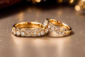 een mooi bruiloft ring. eeuwig liefde. de reis van bruiloft ringen. generatief ai foto