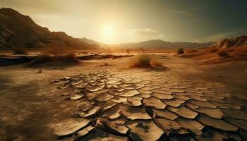 zonsondergang over- dor berg bereik, schoonheid in natuur gegenereerd door ai foto