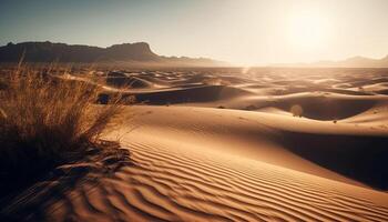 rustig zand duinen rimpeling onder Afrikaanse zon gegenereerd door ai foto