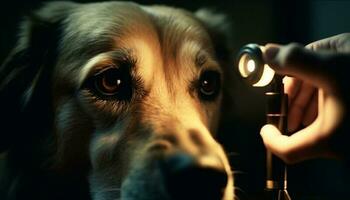 schattig puppy portret, focus Aan dier neus- gegenereerd door ai foto