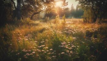 levendig wilde bloemen bloeien in rustig weide tafereel gegenereerd door ai foto