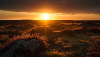 berg reeks silhouet, dramatisch lucht, rustig tafereel gegenereerd door ai foto