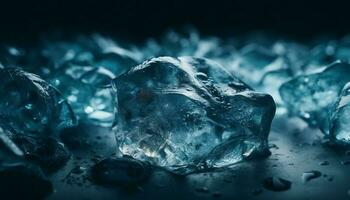 kristal Doorzichtig ijs kubus weerspiegelt arctisch versheid gegenereerd door ai foto