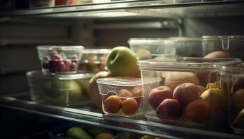 vers fruit en groenten in kleurrijk overvloed gegenereerd door ai foto