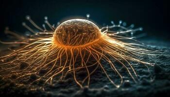 uitvergroot spiraal van kanker cel beïnvloedt anatomie gegenereerd door ai foto