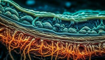 onderwater- bacterie en vis creëren abstract ontwerpen gegenereerd door ai foto