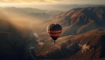 vliegend heet lucht ballon bovenstaand berg reeks gegenereerd door ai foto