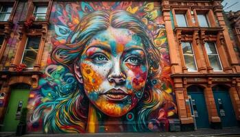 levendig stad graffiti verven culturen in levendig kleuren gegenereerd door ai foto