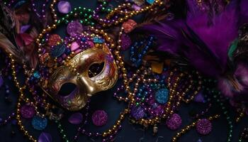 Purper veer masker belichaamt mardi gras elegantie gegenereerd door ai foto