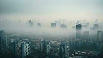 Beijing horizon groei onder donker vervuild lucht gegenereerd door ai foto