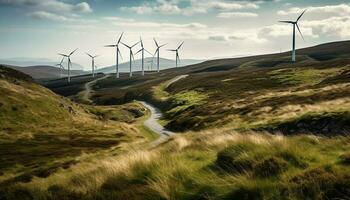 wind turbines draaien, genereren hernieuwbaar energie keuze gegenereerd door ai foto