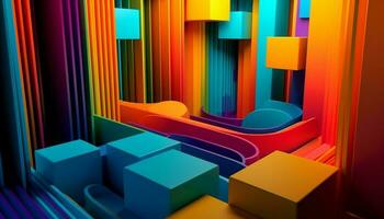 multi gekleurde abstract vormen creëren een futuristische backdrop gegenereerd door ai foto