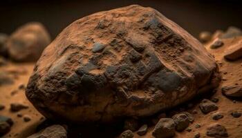 zoet chocola beeldhouwwerk, oude fossiel kiezelsteen stack gegenereerd door ai foto