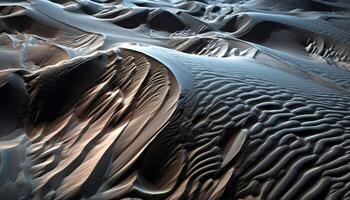 majestueus zand duinen kromme, creëren buitenaards wezen landschap gegenereerd door ai foto