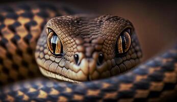 dichtbij omhoog van een pit adder geschaald huid gegenereerd door ai foto