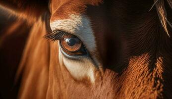 mooi koe portret neus- en oog dichtbij omhoog gegenereerd door ai foto