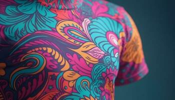 multi gekleurde textiel patroon Aan elegant jurk gegenereerd door ai foto